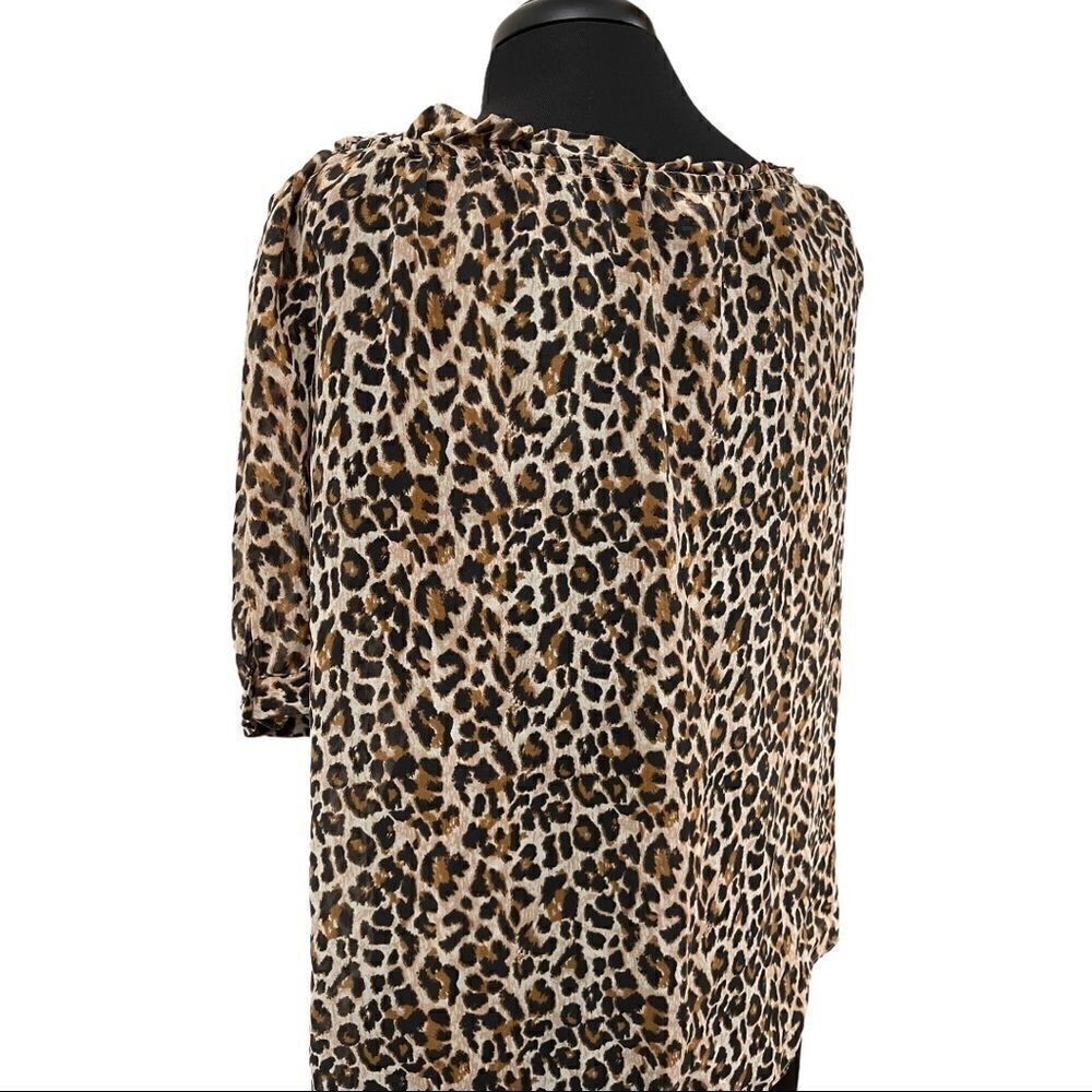 VS Moda International Silk Leopard Print Boho Sheer Top Sz M - Picture 9 of 12
